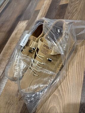 Casual Tan Slip-On Loafers with Elastic Lacing brand new